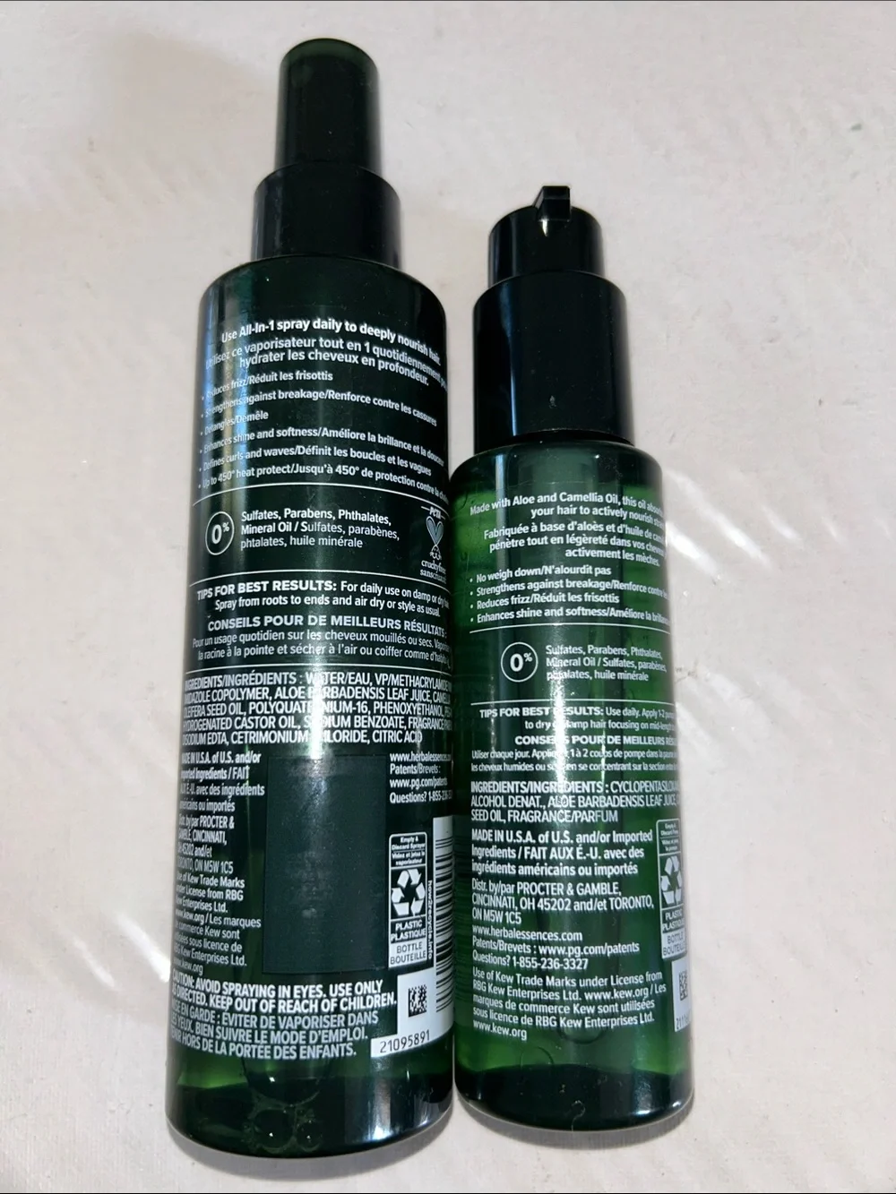 2x Herbal Essences Pure Plant Nourishing Spray and Lightweight Hair Oil Duo